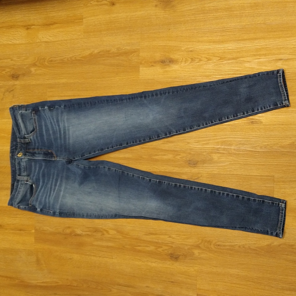 American eagle, blue jeans, size 8, high-rise jegging, extra long, used, womens